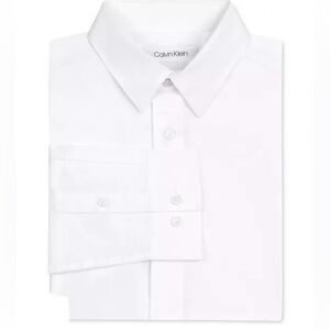 Calvin Klein Boys Solid Stretch Poplin Shirt Slim Fit + Stretch